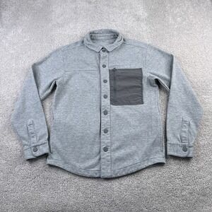 LL Bean Sweatshirt Mens Small Grey Explorer Snap Front Stretch‎ Knit Collared